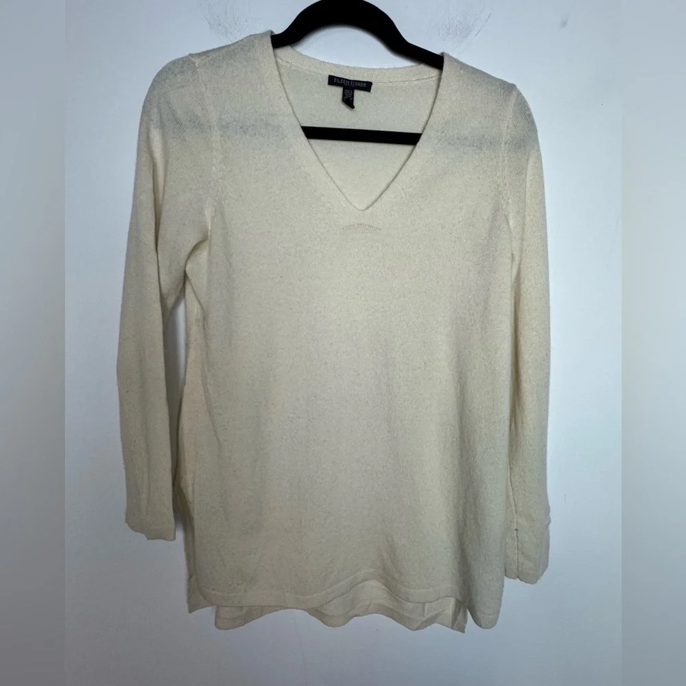 Eileen Fisher Lofty Recycled Cashmere/Wool Sweater V-Neck Pullover Women's PXS